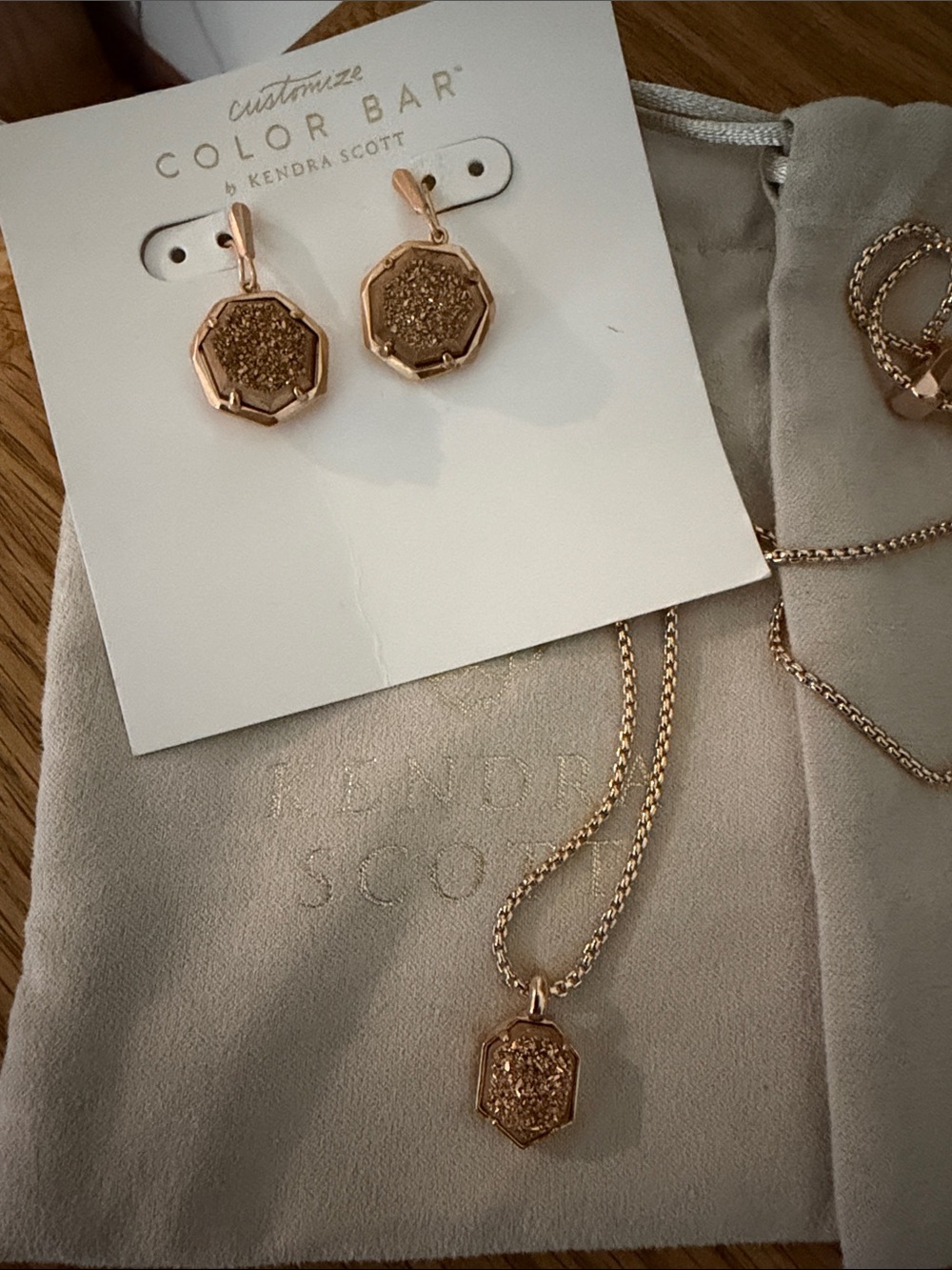 Kendra Scott Rose Gold Octagon Druzy Drop Earrings